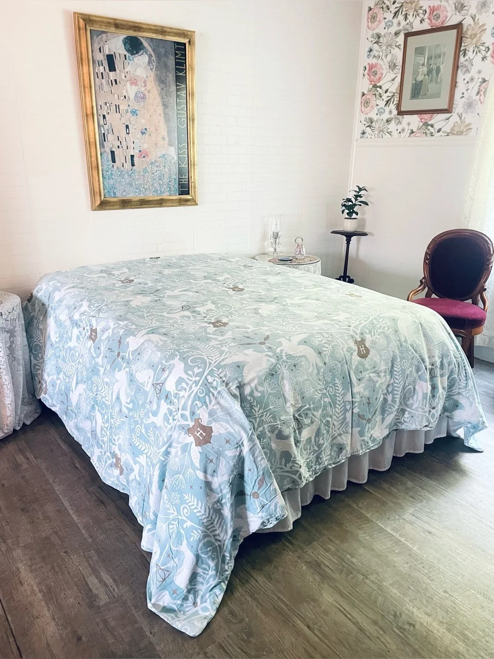 Harry Potter Patronus Damask Duvet Cover Pottery Barn Cotton Mystic Mint 108x92